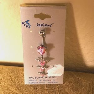 Angel Wing Pink Hearts NEW VINTAGE Navel Jewelr